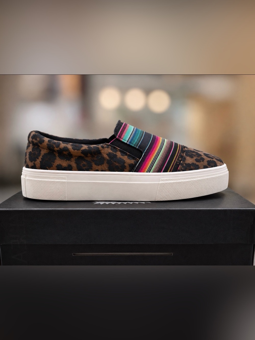 Crazy Train Leopard & Serape Slip-On Sneaker with Distressed Print-Size 10 TTS